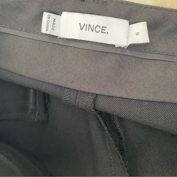 Vince Black Tuxedo Stripe Stretch Wool Ankle Pants size 6 Faux Leather - Picture 5 of 6